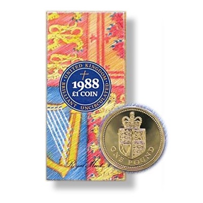 1988 BU English £1 Coin – Royal Coat of Arms - Presentation Pack
